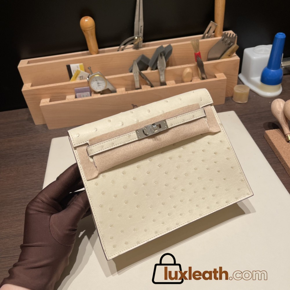 Hermes Kelly danse Ostrich 3C /Parchemin Silver Hardware