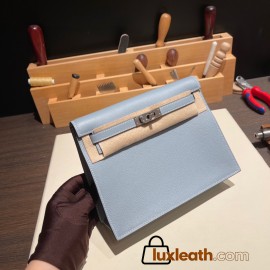 Hermes Kelly danse evercolor J7/ Blue Lin Silver Hardware