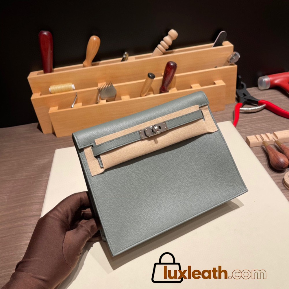 Hermes Kelly danse evercolor 63/Vert Amande Silver Hardware