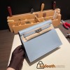Hermes Kelly danse evercolor J7 /Blue Lin Silver Hardware