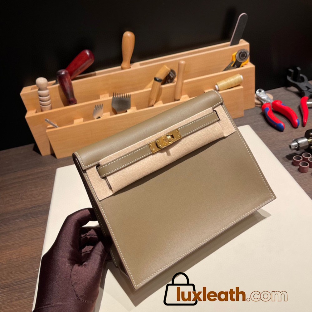 Hermes Kelly danse evercolor 8C /Elephant Grey Gold Hardware
