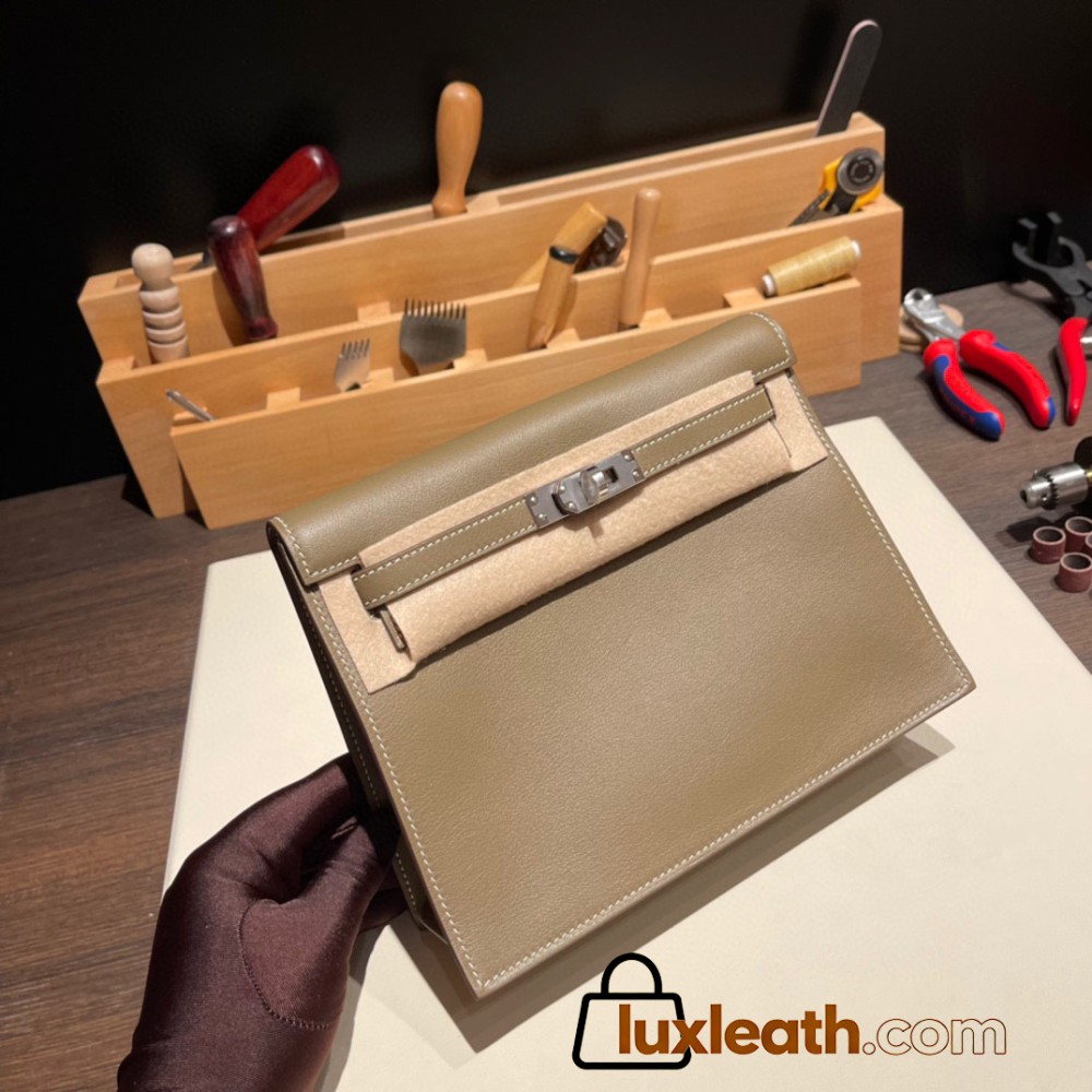 Hermes Kelly danse swift 18 /Étoupe Grey Silver Hardware