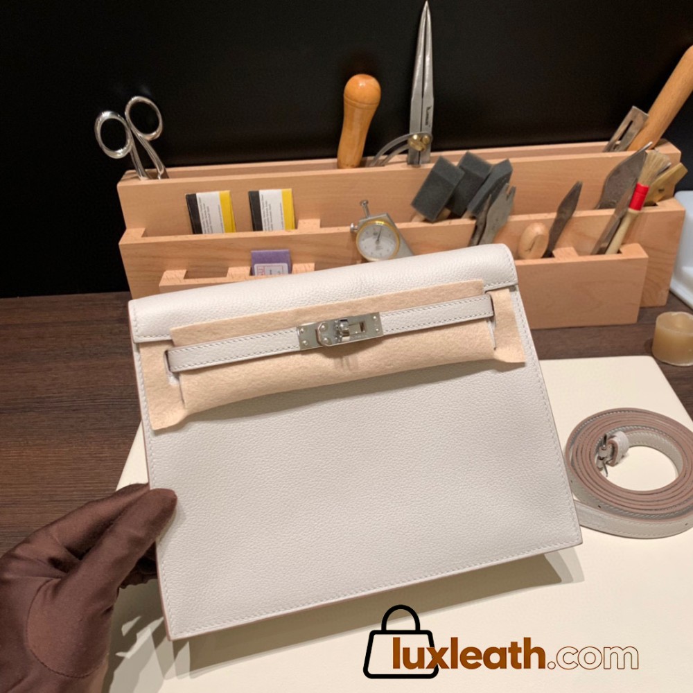 Hermes Kelly danse Evercolor 80 /Pearl Grey Silver Hardware