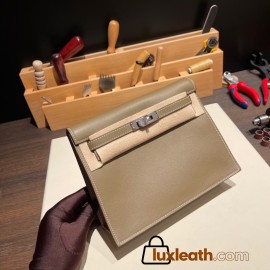 Hermes Kelly danse swift 18 /Étoupe Grey Silver Hardware