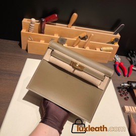 Hermes Kelly danse swift 18 /Étoupe Grey Gold Hardware