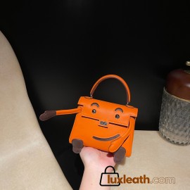 Hermes Kelly dole picto swift 93 Orange Silver Hardware Full Handmade