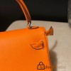 Hermes Kelly dole picto swift 93 Orange Silver Hardware Full Handmade