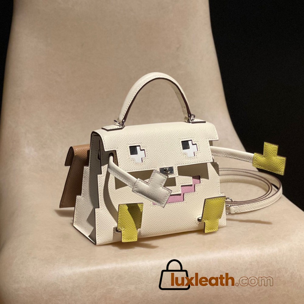 Hermes Kelly dole picto I2 /Nata Silver Hardware Full Handmade