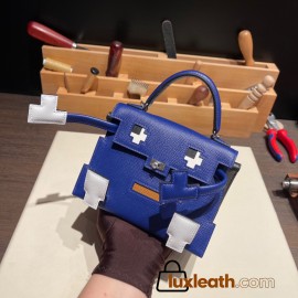 Hermes Kelly dole picto 08 / bleu royal Silver Hardware Full Handmade