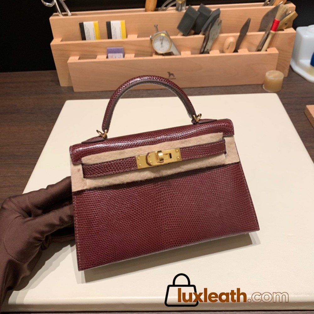 kelly20 Mini Kelly New stock 57 /Bordeaux Gold Hardware Full Handmade kellymini-006