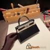 Hermes kelly20 New stock box 89/ Black (Noir) Silver Hardware Full Handmade kellymini-008