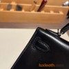 Hermes kelly20 New stock box 89/ Black (Noir) Silver Hardware Full Handmade kellymini-008