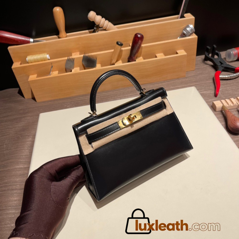 Hermes kelly20 New stock box 89/ Black Gold Hardware Full Handmade kellymini-009