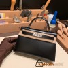 Hermes kelly20 box 19cm 89/ Black (Noir) Silver Hardware Full Handmade kellymini-011