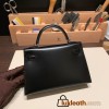 Hermes kelly20 box 19cm 89/ Black (Noir) Silver Hardware Full Handmade kellymini-011