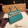 Hermes kelly20 ostrich 19cm U4 /Vert Vertigo Silver Hardware Full Handmade kellymini-013