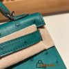 Hermes kelly20 ostrich 19cm U4 /Vert Vertigo Silver Hardware Full Handmade kellymini-013