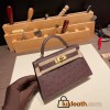 Hermes kelly20 ostrich 19cm 46 /Ebene Gold Hardware Full Handmade kellymini-015