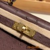 Hermes kelly20 ostrich 19cm 46 /Ebene Gold Hardware Full Handmade kellymini-015