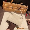 Hermes kelly20 ostrich 19cm3C /Parchemin Gold Hardware    Full Handmade kellymini-016