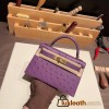 Hermes kelly20 ostrich 19cm P9 /Anemone Gold Hardware Full Handmade kellymini-018