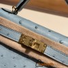 Hermes kelly20 ostrich 19cm J7 /Blue Lin Gold Hardware    Full Handmade kellymini-019