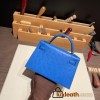 Hermes kelly20 ostrich 19cm 7Q/ Mykonos Gold Hardware Full Handmade kellymini-020