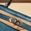 Hermes kelly20 ostrich 19cm W0 /Vert Bosphore Silver Hardware  Full Handmade kellymini-023