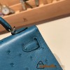 Hermes kelly20 ostrich 19cm W0 /Vert Bosphore Silver Hardware  Full Handmade kellymini-023