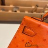 Hermes kelly20 ostrich 19cm 93 /Orange Gold Hardware  Full Handmade kellymini-025