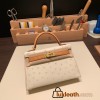 Hermes kelly20 ostrich 19cm 3C /Parchemin Gold Hardware Full Handmade kellymini-026