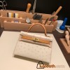 Hermes kelly20 ostrich 19cm 3C /Parchemin Gold Hardware Full Handmade kellymini-026