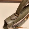 Hermes kelly20 ostrich 19cm Q1 /Sauge Gold Hardware     Full Handmade kellymini-027