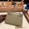 Hermes kelly20 ostrich 19cm Q1 /Sauge Gold Hardware     Full Handmade kellymini-027