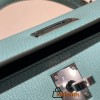 Hermes kelly20 chevre19cm 7V /Lagon Silver Hardware Full Handmade kellymini-028