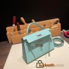 Hermes kelly20 chevre19cm 79 /Aqua Silver Hardware Full Handmade kellymini-029