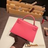 Hermes kelly20 chevre19cm 8W/ Rose Azalee Silver Hardware  Full Handmade kellymini-032