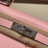 Hermes kelly20 chevre 19cm 3Q /Rose Sakura Silver Hardware    Full Handmade kellymini-033