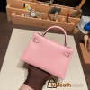 Hermes kelly20 chevre 19cm 3Q /Rose Sakura Silver Hardware    Full Handmade kellymini-033