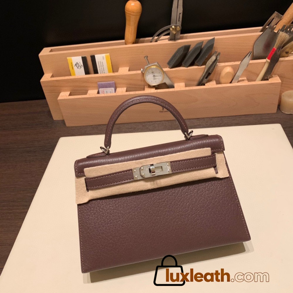 Hermes kelly20 chevre 19cm 41/ Havane Silver Hardware Full Handmade kellymini-036