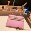 Hermes kelly20 chevre 19cm X9 /Mauve Sylvestre Silver Hardware  Full Handmade kellymini-038
