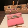 Hermes kelly20 chevre 19cm 1Q/Rose Confetti Silver Hardware Full Handmade kellymini-039