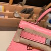 Hermes kelly20 chevre 19cm 1Q/Rose Confetti Silver Hardware Full Handmade kellymini-039