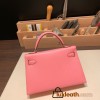Hermes kelly20 chevre 19cm 1Q/Rose Confetti Silver Hardware Full Handmade kellymini-039