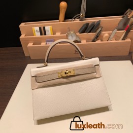 Hermes kelly20 epsom19cm 10 /Craie & S2 /Trench Gold Hardware Full Handmade kellymini-056