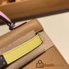 Hermes kelly20 epsom19cm 0M/Cha & 9R/Lime & X9 /Mauve Sylvestre Silver Hardware Full Handmade kellymini-057