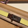 Hermes kelly20 epsom19cm 0M/Cha & 9R/Lime & X9 /Mauve Sylvestre Silver Hardware Full Handmade kellymini-057