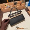 Hermes kelly20 epsom19cm 89 /Black (Noir) Silver Hardware  Full Handmade kellymini-064