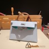 Hermes kelly20 epsom19cm 7R/ Azur & O6/Vert Jade &37 /Gold Silver Hardware  Full Handmade kellymini-066