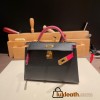 Hermes kelly20 epsom19cm 89 /Black (Noir)& I6/ Rose Extreme Gold Hardware Full Handmade kellymini-067